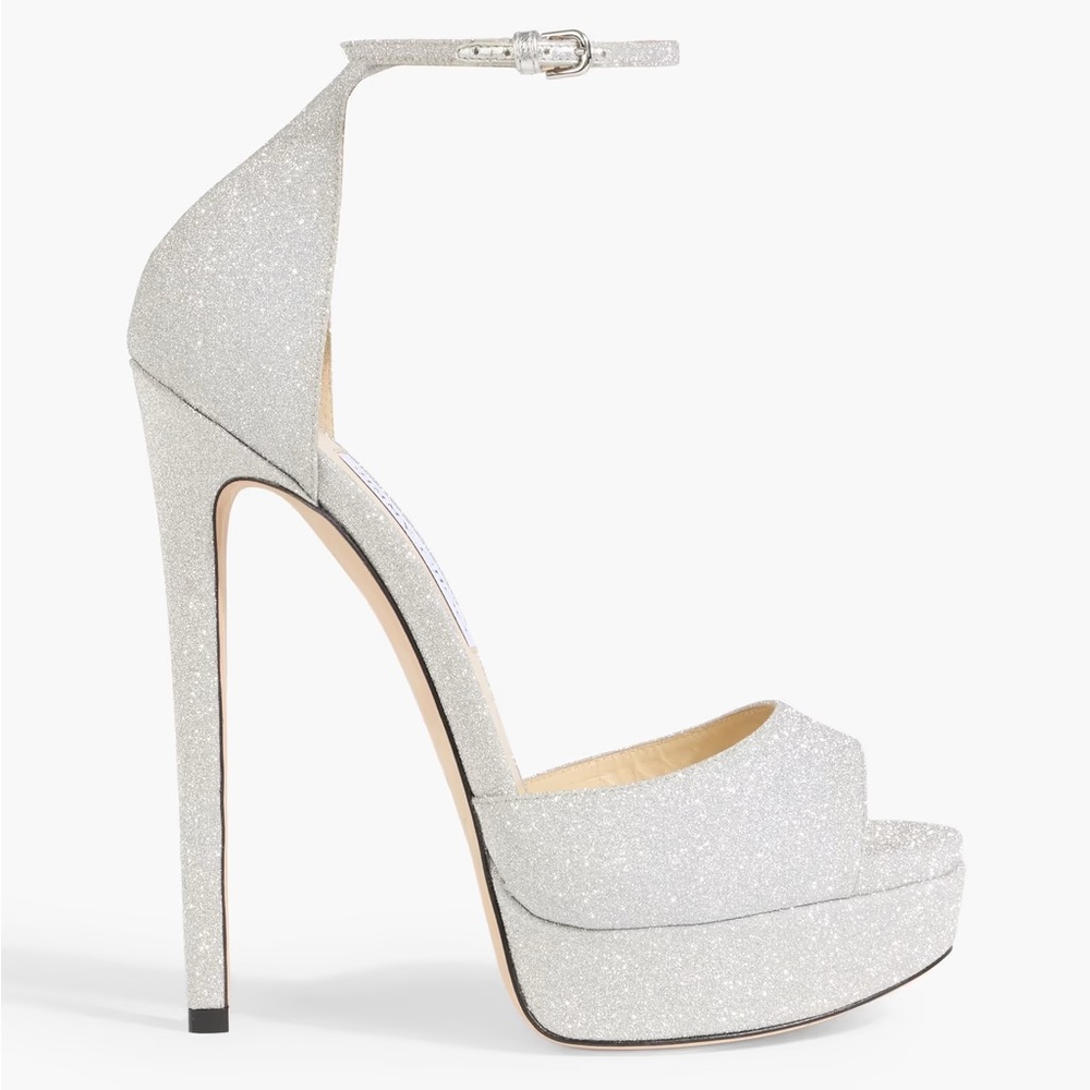 Jimmy Choo Sparkling Silver High Heels